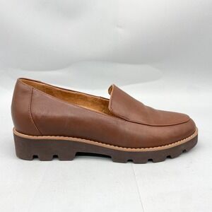 Vionic Kensley Brown Leather Lug Sole Platform Loafers Womens 7 Orthotic Comfort